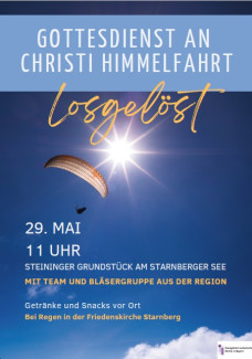 Plakat mit Fallschirmspringer vor der Sonne
